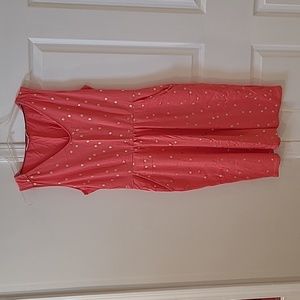 Boden Coral Metallic Dot Jersey Dress